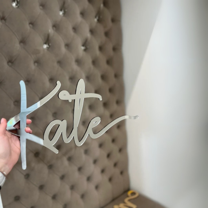Custom Acrylic Mirror Name Sign Personalized Elegant Wall Decor