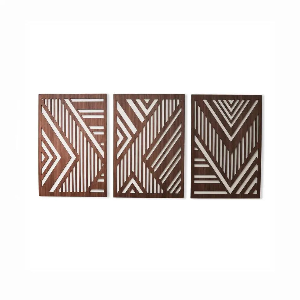 3D Geometric Wood Wall Art Set: Modern Abstract Decor