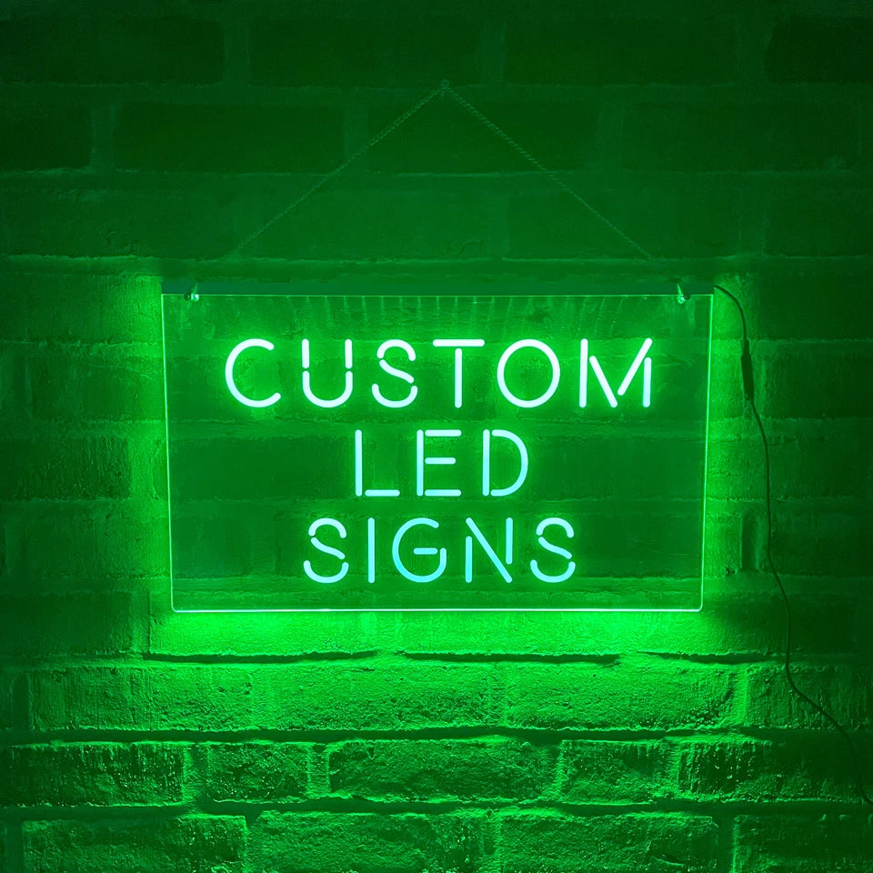 Custom LED Neon Look Sign Personalised Light Up Illuminated Bar Man Cave Sign