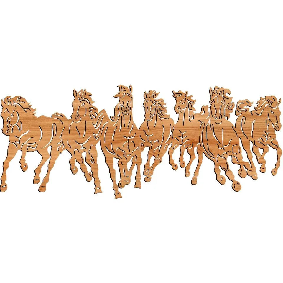 3D Wooden Horse Wall Art: Openwork Nature Decor with LED Light