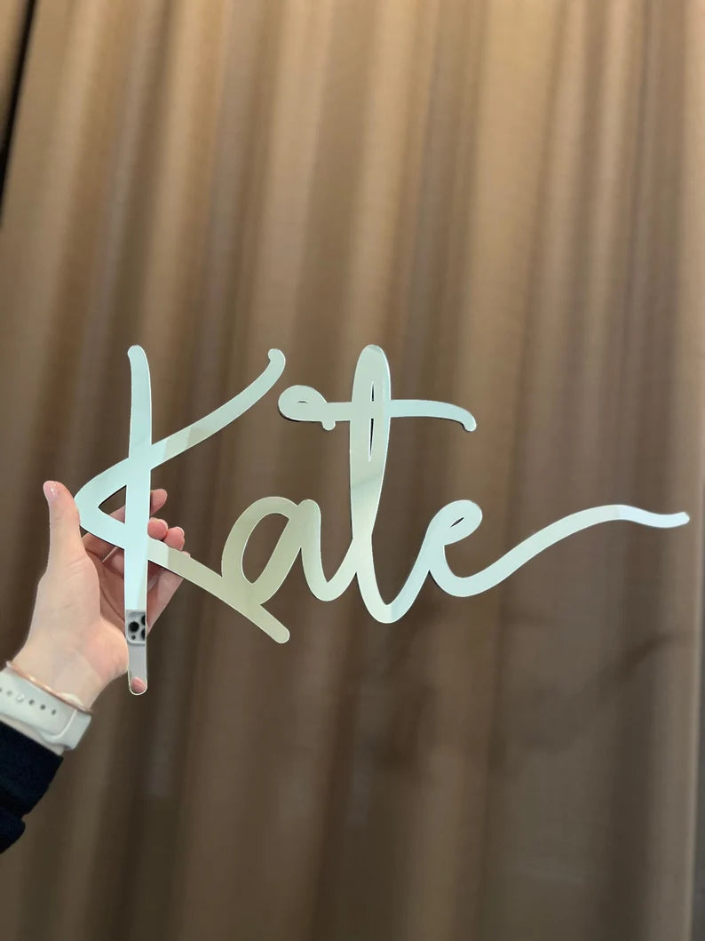 Custom Acrylic Mirror Name Sign Personalized Elegant Wall Decor