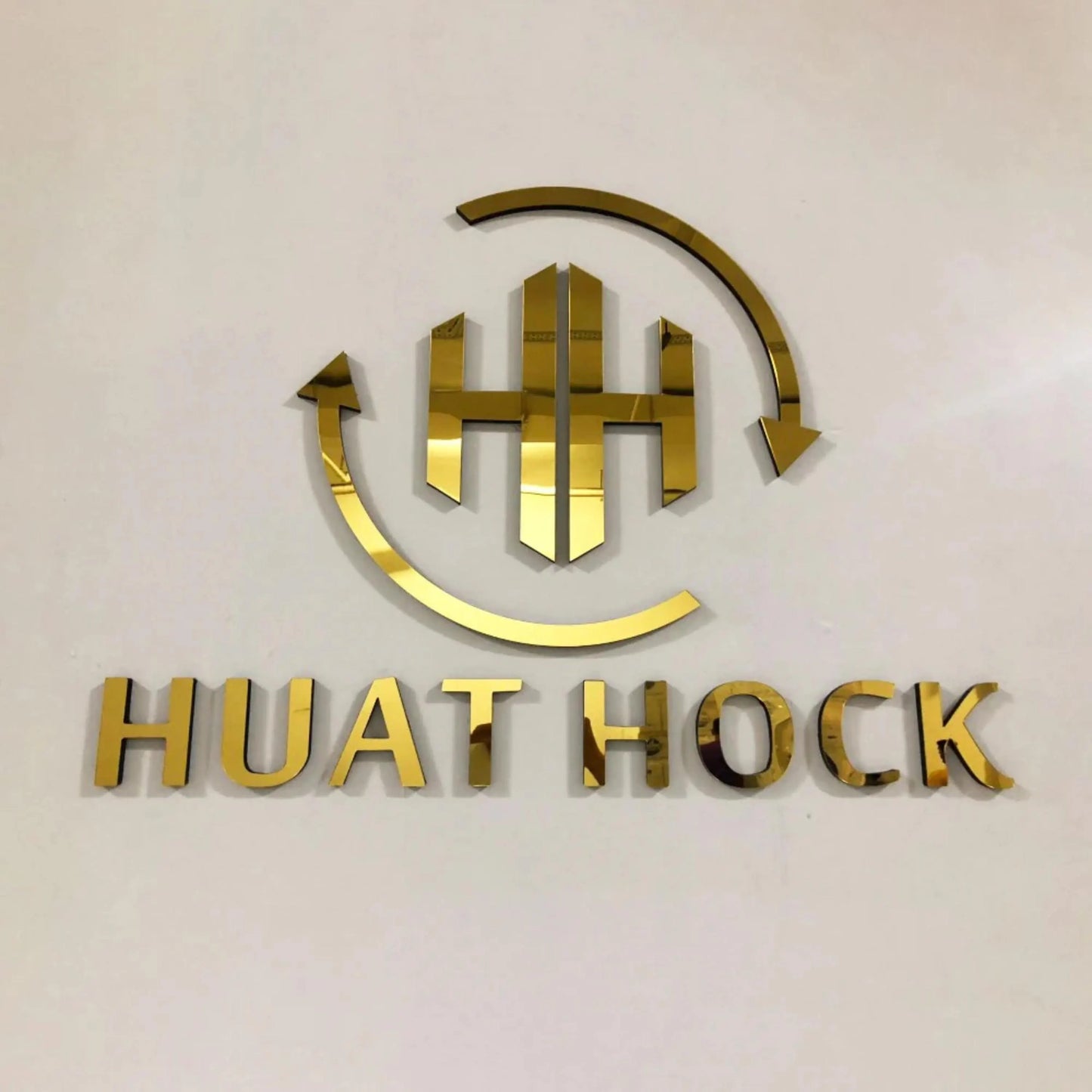 3mm Self Adhesive Mirror Gold Logo Sign, Custom Gold Mirror Signage, Personalized Office Decor, Branding Wall Sign, Gold Sign for Office