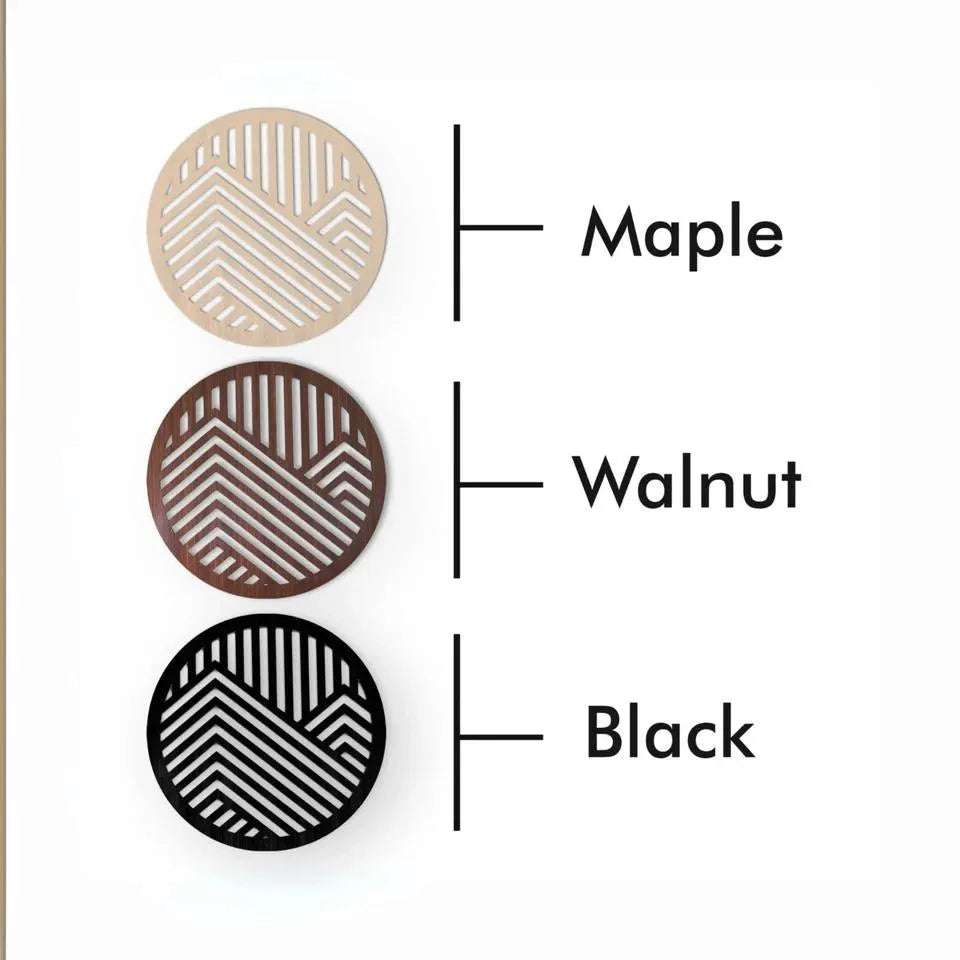 Round Rustic Decor, Geometric Mountain Wood Wall Art, Home and office Decor