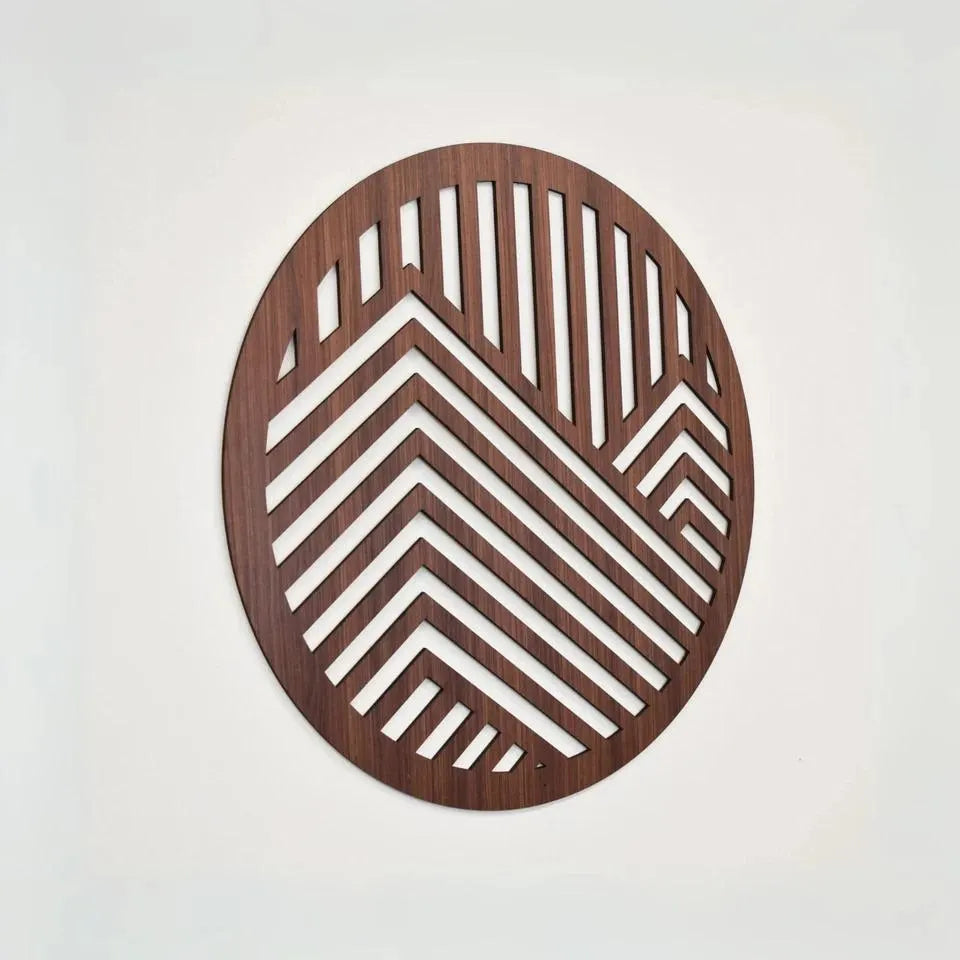 Round Rustic Decor, Geometric Mountain Wood Wall Art, Home and office Decor