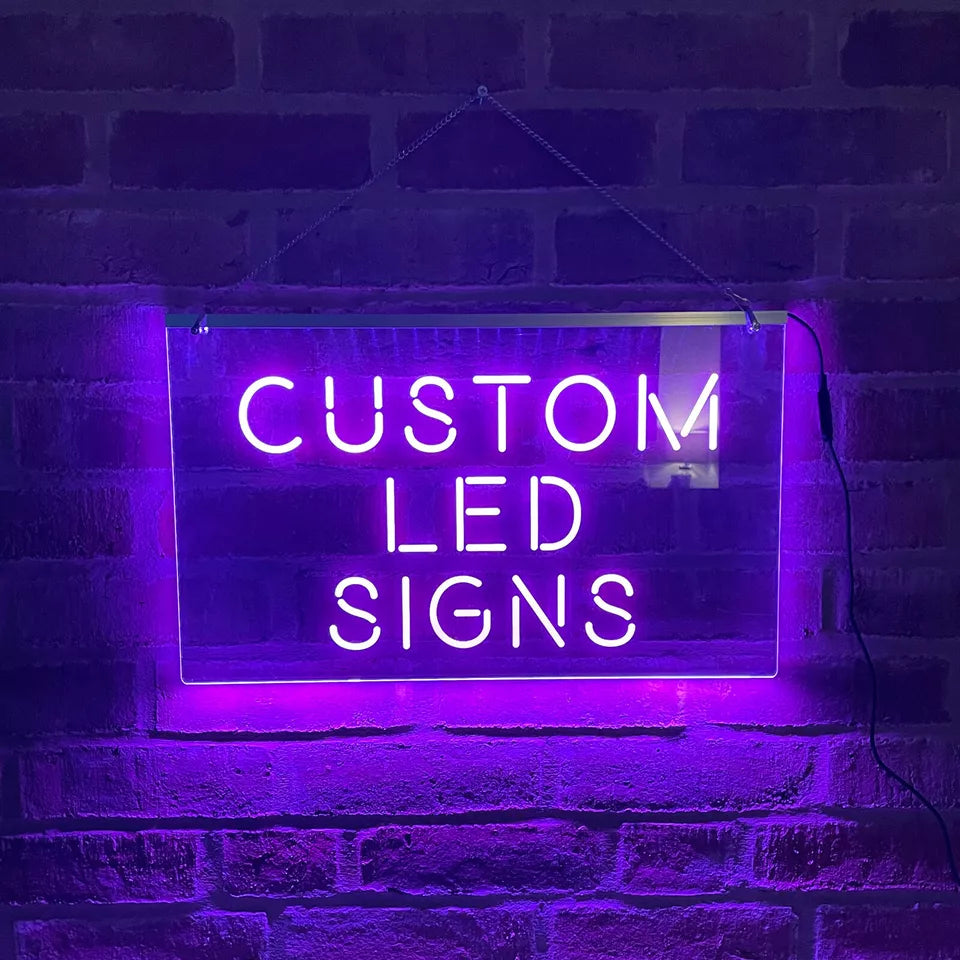 Custom LED Neon Look Sign Personalised Light Up Illuminated Bar Man Cave Sign