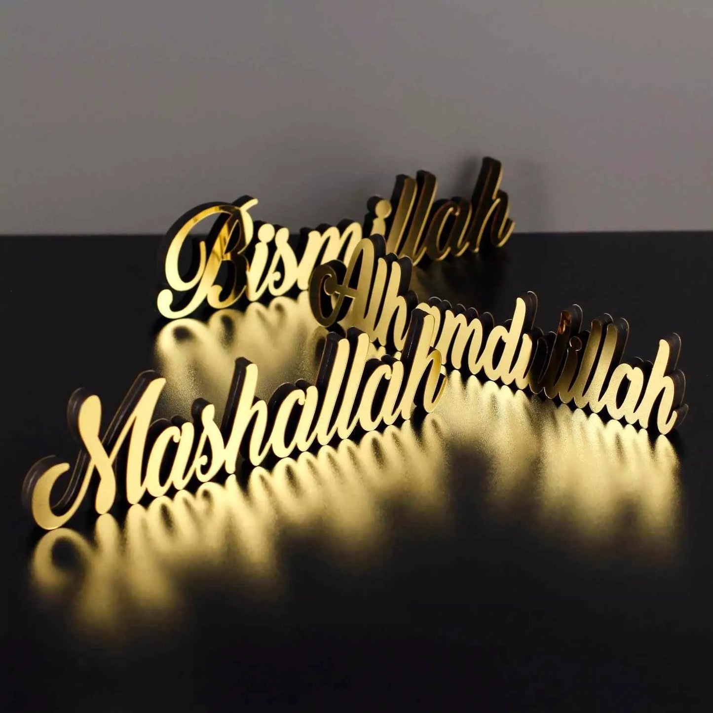 Bismillah, Alhamdulillah, MashAllah Latin Islamic Tabletop Art Decor - Eid Gift