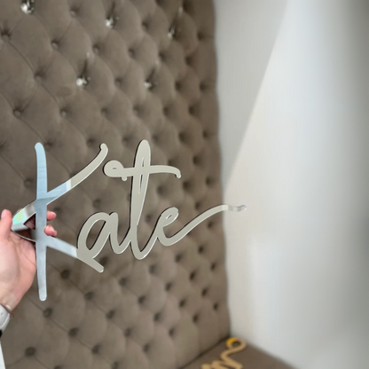 Custom Acrylic Mirror Name Sign Personalized Elegant Wall Decor