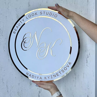 Custom Acrylic Business Round Backlit Logo Office Wall Sign Logo Indoor Light