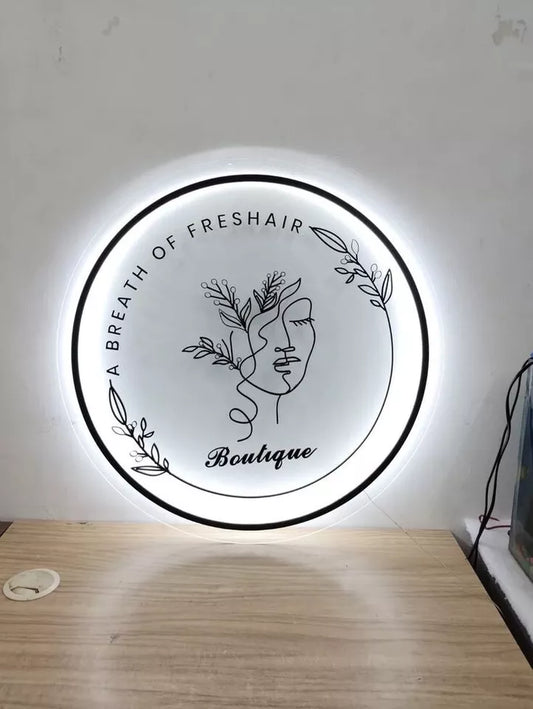 Custom Acrylic Business Round Backlit Logo Office Wall Sign Logo Indoor Light