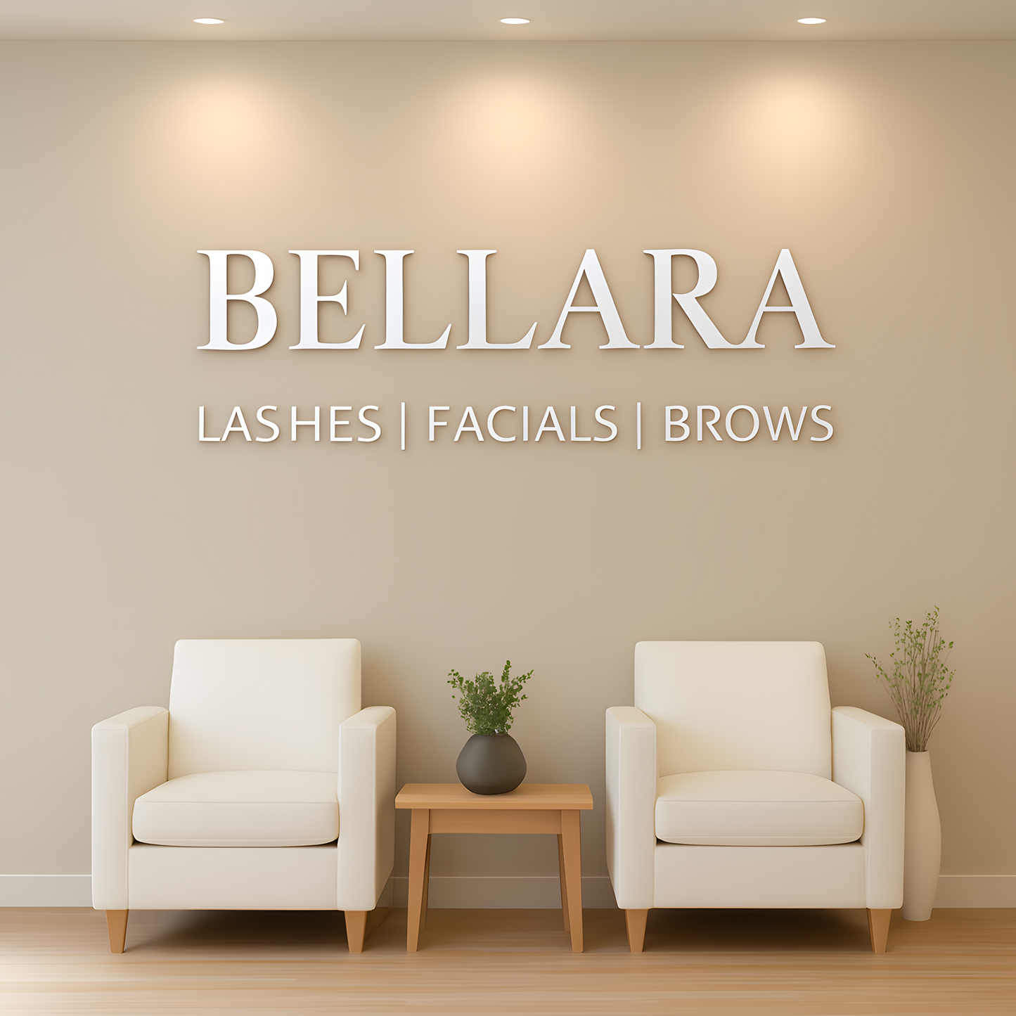 Modern Luxury Beauty Salon Interior: Lashes, Facials & Brows Studio