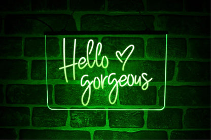 Hello Gorgeous Neon LED Light Up Sign | Illuminated USB Wall Display For Bedroom