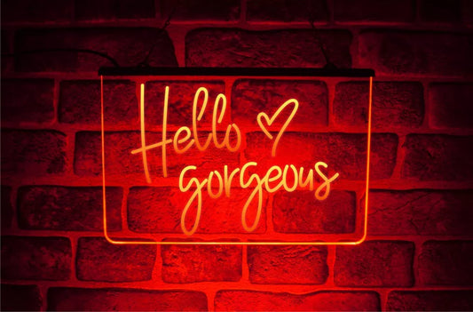 Hello Gorgeous Neon LED Light Up Sign | Illuminated USB Wall Display For Bedroom