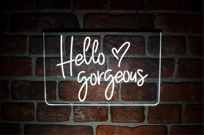 Hello Gorgeous Neon LED Light Up Sign | Illuminated USB Wall Display For Bedroom