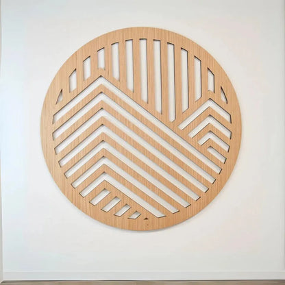 Round Rustic Decor, Geometric Mountain Wood Wall Art, Home and office Decor