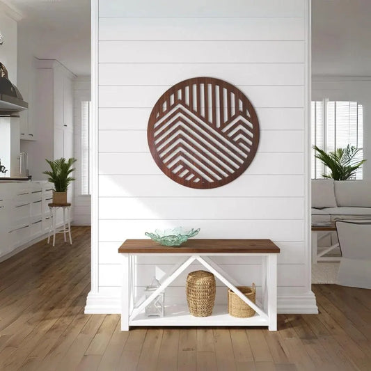 Round Rustic Decor, Geometric Mountain Wood Wall Art, Home and office Decor