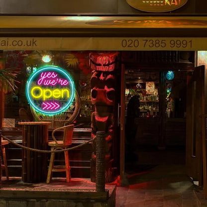Yes We Are Open Neon Sign Dimmable Sign Led Open Neon Wall Decor USB Powered Il