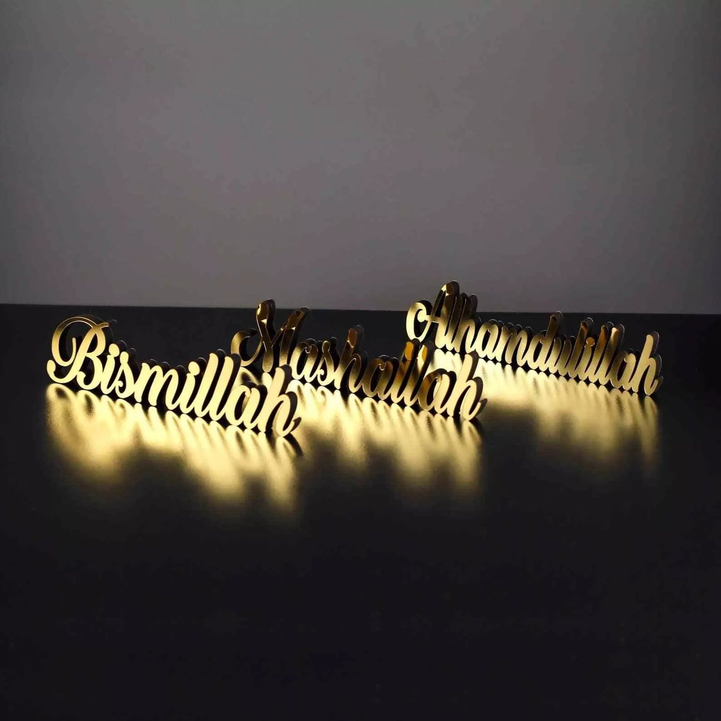 Bismillah, Alhamdulillah, MashAllah Latin Islamic Tabletop Art Decor - Eid Gift