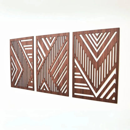 3D Geometric Wood Wall Art Set: Modern Abstract Decor