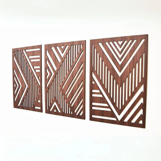 3D Geometric Wood Wall Art Set: Modern Abstract Decor